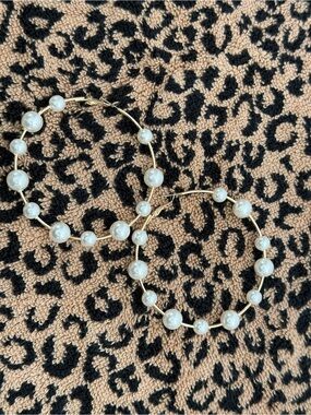 Gold “Clutch my Pearls” Hoop Earrings - Women Accessories
